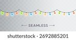 Lights bulbs isolated on transparent background. Glowing colorful Christmas garland string. Vector New Year party led lamps decoration
