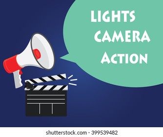lights camera action illustration with director tools