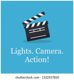 Lights Camera Action Movie Quote Poster with Clapperboard