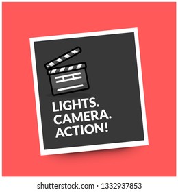 Lights Camera Action Movie Quote Poster with Clapperboard