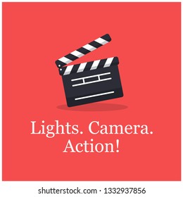 Lights Camera Action Movie Quote Poster with Clapperboard