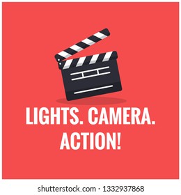 Lights Camera Action Movie Quote Poster with Clapperboard