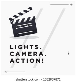 Lights Camera Action Movie Quote Poster with Clapperboard