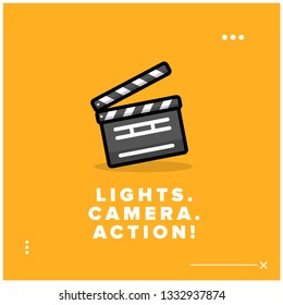 Lights Camera Action Movie Quote Poster with Clapperboard