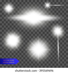 lights effect, flare, explosion and stars. Special effect isolated on transparent background