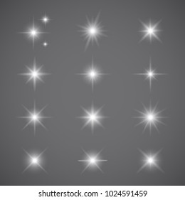 Lights effect set isolated on gray background. Collection of various sparkle effect for web site,poster and placard. For flyer,backdrop and wallpaper. Creative art concept,vector illustration eps 10