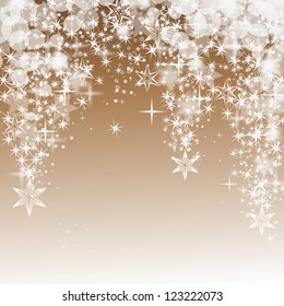 Lights and falling stars on background - Vector illustration. Light abstract Christmas background with white stars