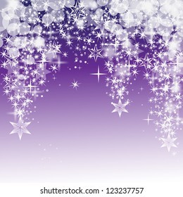 Lights and falling stars on background - Vector illustration. Light abstract Christmas background with white stars