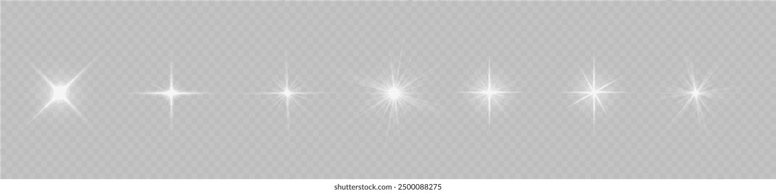 Lights flare, star flash light, white sun rays