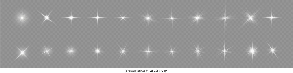 Lights flare, star flash light, white sun rays