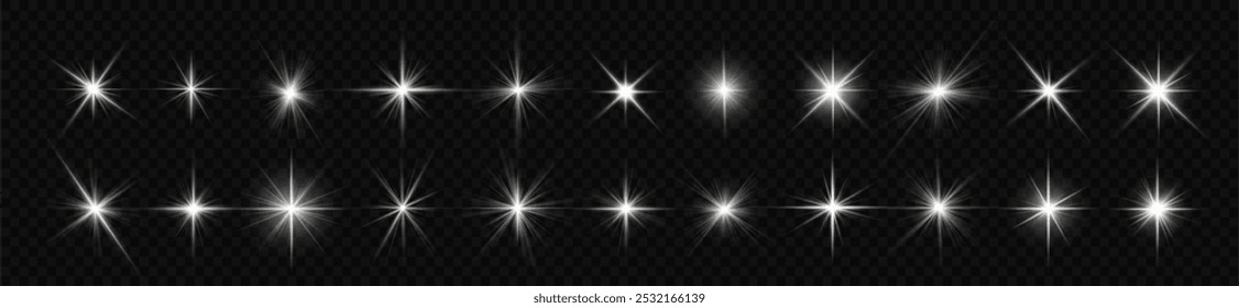 Lights flare, star flash light, white sun rays