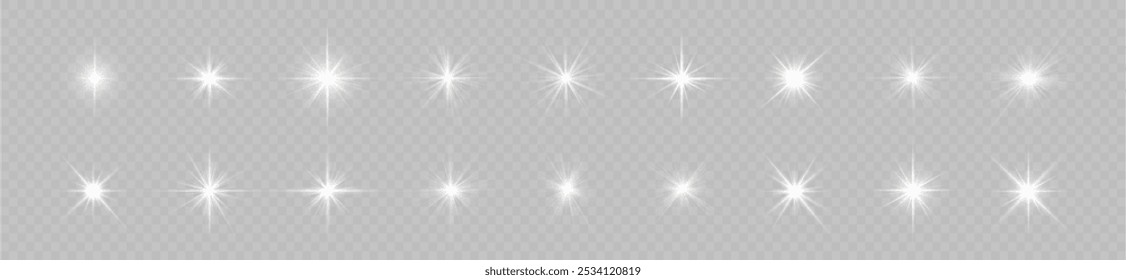 Lights flare, star flash light, white sun rays