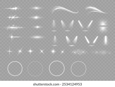 Lights flare, star flash light, white sun rays