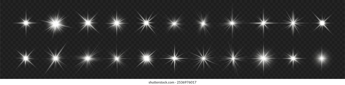 Lights flare, star flash light, white sun rays