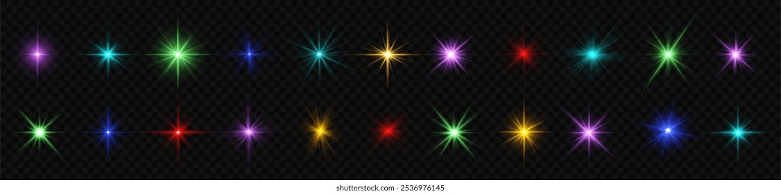 Lights flare, star flash light, colorful sun rays