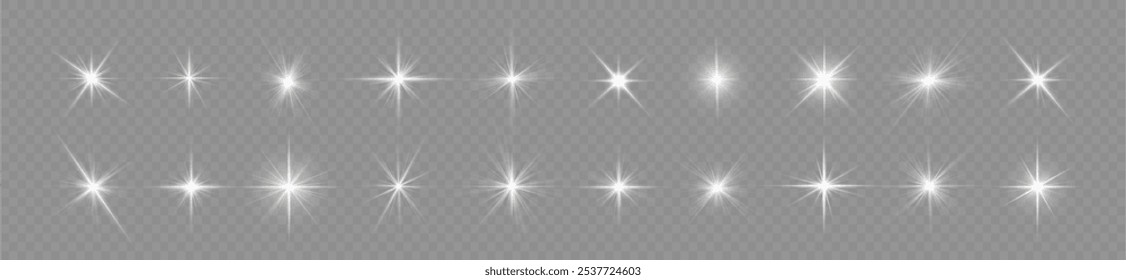 Lights flare, star flash light, white sun rays