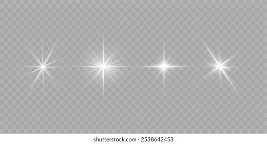 Lights flare, star flash light, white sun rays