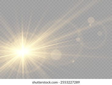 Lights flare, star flash light, white sun rays, png. Realistic sun rays. Sun ray glow abstract shine light effect starburst beam sunshine glowing isolated image.