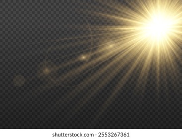 Lights flare, star flash light, white sun rays, png. Realistic sun rays. Sun ray glow abstract shine light effect starburst beam sunshine glowing isolated image.