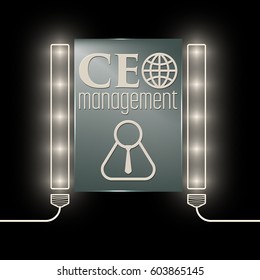 Lights with glass panel and the words ceo management