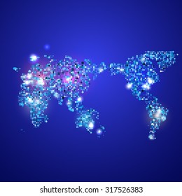 lights globe map  for news