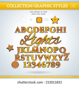 Lights Graphic Styles for Design. Graphic styles can be use for decor, text, title, cards, events, posters, icons, logo and other.