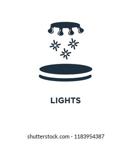Lights icon. Black filled vector illustration. Lights symbol on white background. Can be used in web and mobile.