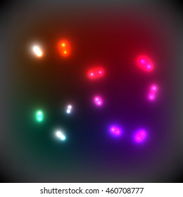 Lights like molecules or bacteria under a microscope, neon digital models, molecular. Vector illustration