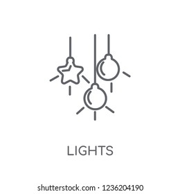 Lights linear icon. Modern outline Lights logo concept on white background from Christmas collection. Suitable for use on web apps, mobile apps and print media.