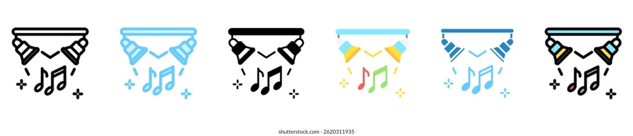 Luces multi estilo, mini icono de ilustración. uso para concepto moderno, impresión, interfaz de usuario, kit de UX, Web y desarrollo de App. Vector EPS 10, relacionado con entretenimiento, festival, feria y pasatiempos