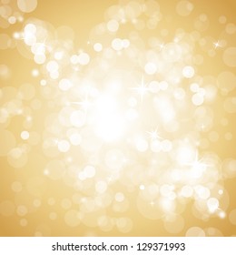 Lights On Beige Background - Vector Illustration, Graphic Design Useful For Your Design. Bright Beige Abstract Christmas Background With White Snowflakes