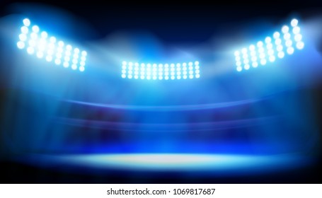 Lights on big stadium. Vector illustration.