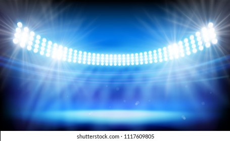 The lights on big stadium. Vector illustration.