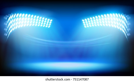 Les lumières sur le grand stade. Illustration vectorielle.
