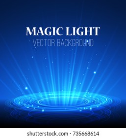 Lights on Blue Background, Abstract Magic Illustration Vector