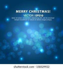 Lights on blue background bokeh effect.Vector EPS 10 illustration.