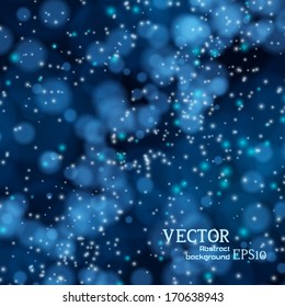 Lights on blue background bokeh effect. Vector EPS 10