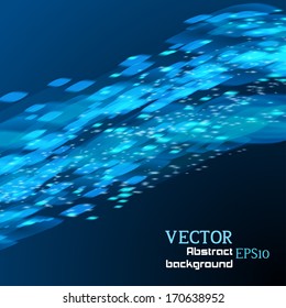 Lights on blue background bokeh effect. Vector EPS 10