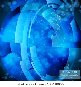 Lights on blue background bokeh effect. Vector EPS 10