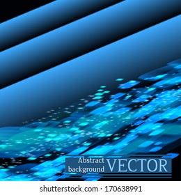 Lights on blue background bokeh effect. Vector EPS 10