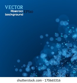 Lights on blue background bokeh effect. Vector EPS 10