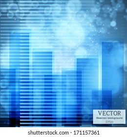 Lights on blue background bokeh effect. Vector EPS 10