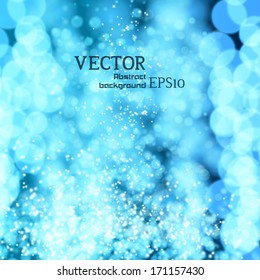 Lights on blue background bokeh effect. Vector EPS 10