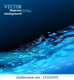 Lights on blue background bokeh effect. Vector EPS 10