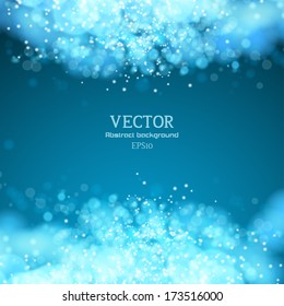 Lights on blue background bokeh effect. Vector EPS 10