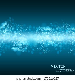 Lights on blue background bokeh effect. Vector EPS 10