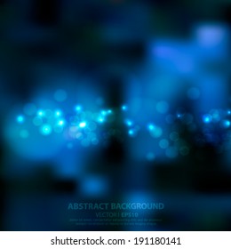 Lights on blue background bokeh effect.Vector EPS 10 illustration.
