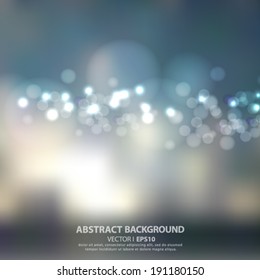 Lights on blue background bokeh effect.Vector EPS 10 illustration.