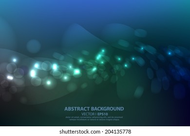 Lights on blue background bokeh effect.Vector EPS 10 illustration.