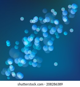 Luces sobre el efecto bokeh del fondo azul.Vector.
